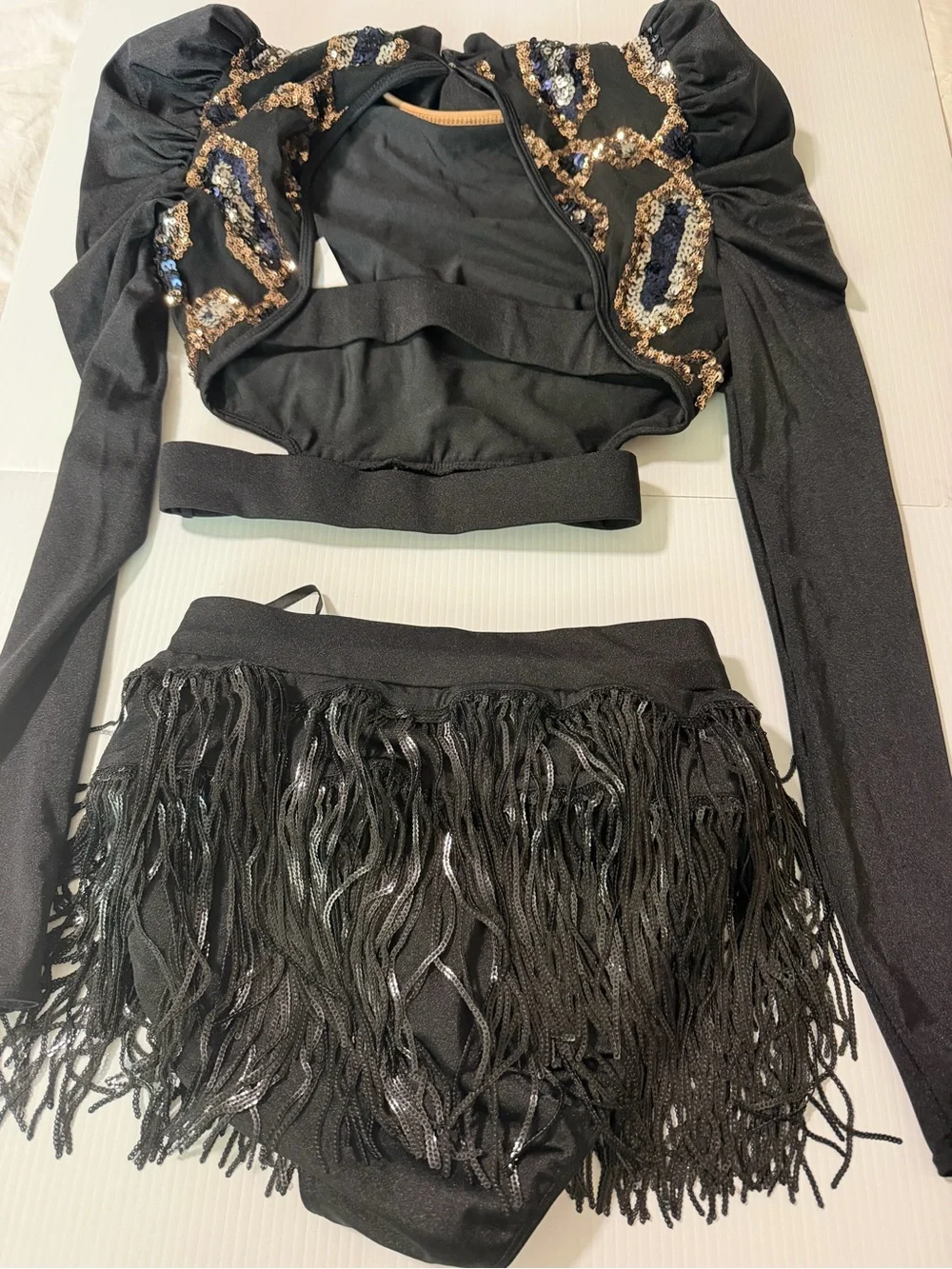 Revolution 10th House Dance Costume 2 piece black sequin BIONIC TH23116 adult SA